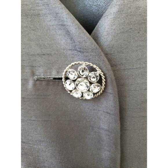 Dana Kay Skirt Suit Set Women's 18 Silver Single Breasted Collar 3 Button Front - Picture 12 of 16